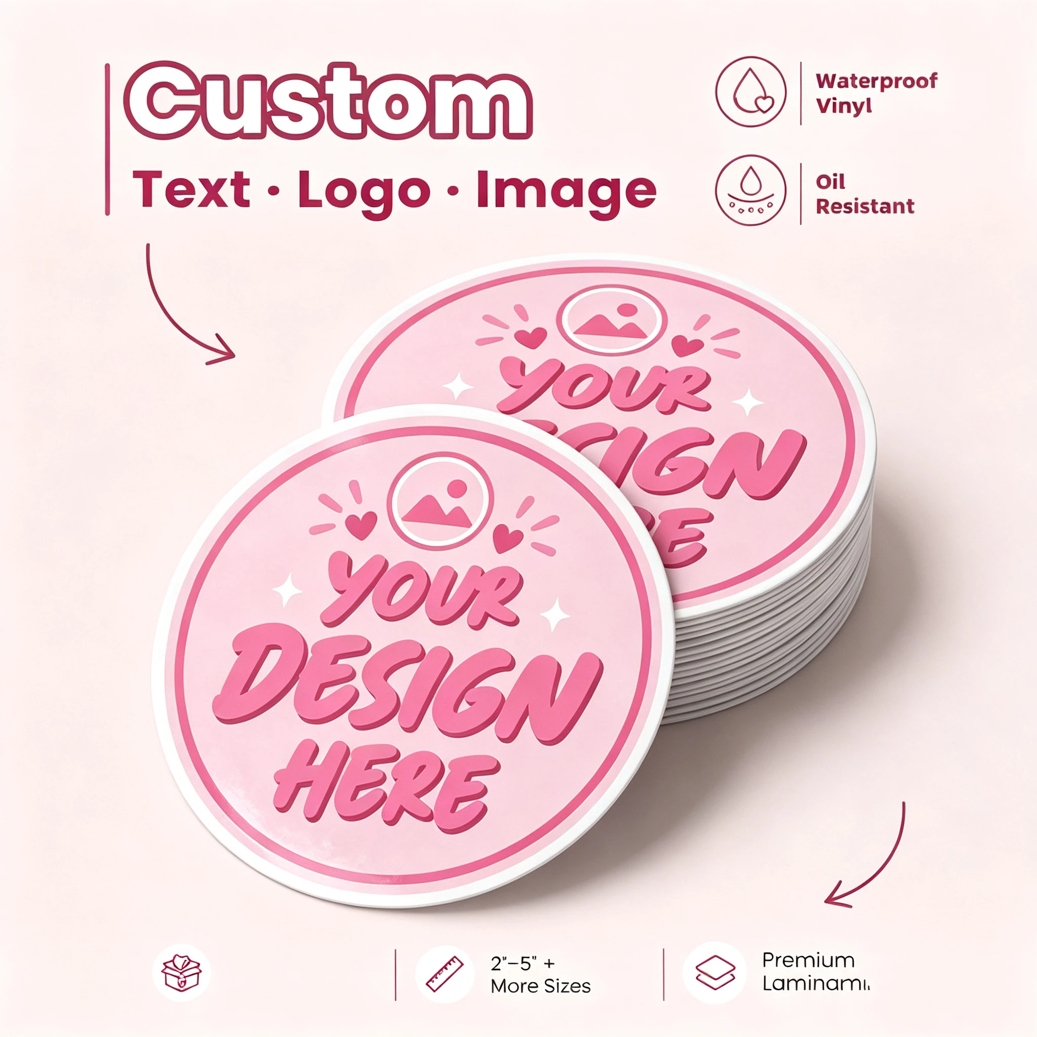 1‑100Pcs Custom Stickers Round, Personalized Image & Text Labels for Family, Gift Wrapping, Memory Tags & Household Party Decor