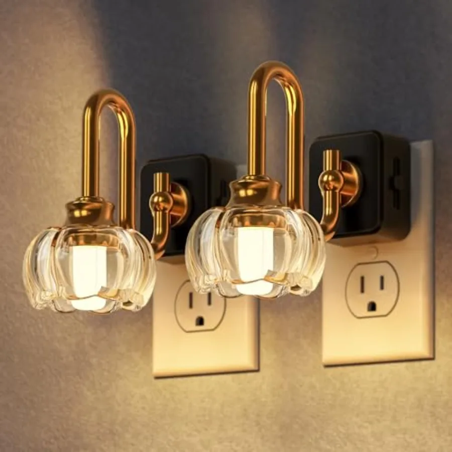 

LED Night Light[2 Pack], Night Lights Plug into Wall, 0%-100% Silde Brightness Adjustable Plug in Night Light, Dusk to Dawn Sen