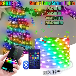 Christmas Smart Lights Fairy String Light Bluetooth Connectivity USB Plug Lights LED Garland Festoon Home Party Xmas Tree Decor