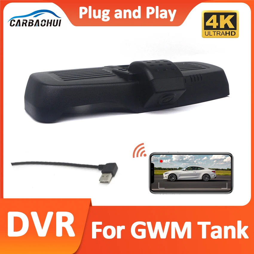 

4K Wifi 3840*2160 Car DVR Dash Cam Camera VIdeo Recorder For GWM WEY Tank 300 2020 2021 2022 2023 2024 Wireless DashCam