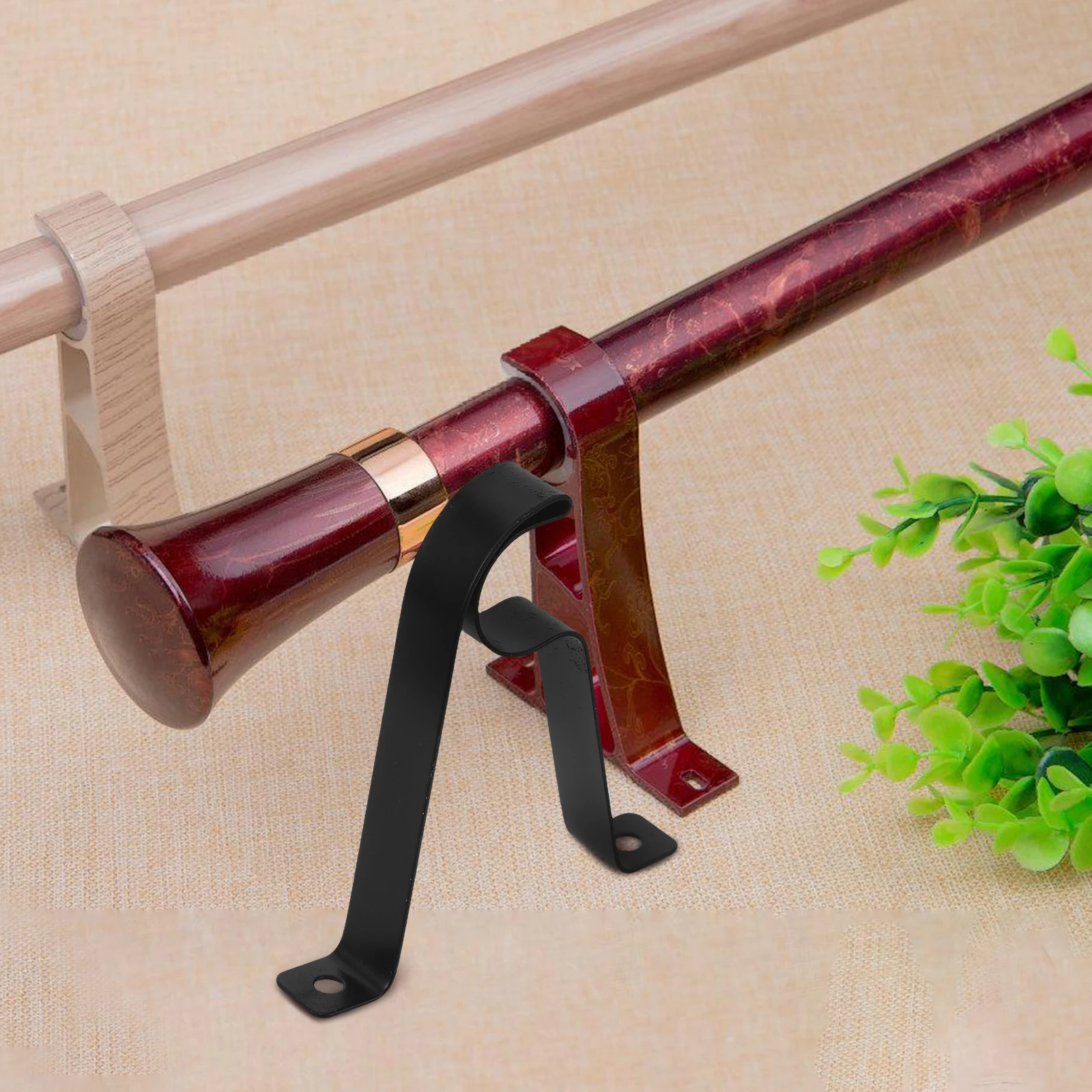 

3Pcs Curtain Rod Brackets Heavy-Duty R Shape Iron Curtain Hardware Brackets for Wall Window Drapery Rod Support Mount Holder