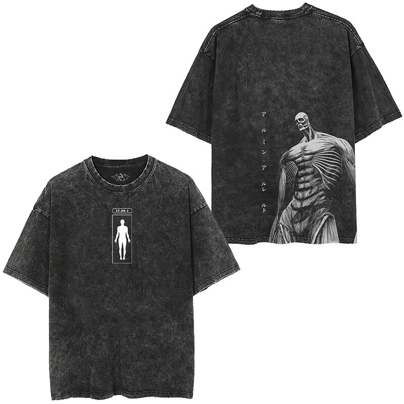

Японская модная футболка «Атака Титанов», стираная футболка, мужская и женская свободная универсальная футболка с короткими рукавами для пар