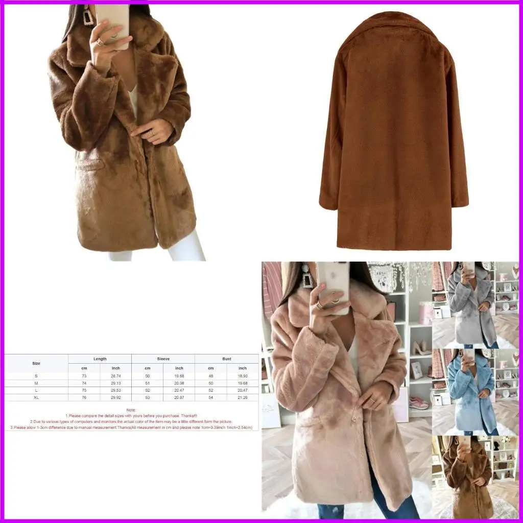 

Women's Fuzzy Fleece Jackets Lapel Open Front Long Cardigan Coat Casual Loose Faux Furs Warm Winter Outwear Jackets