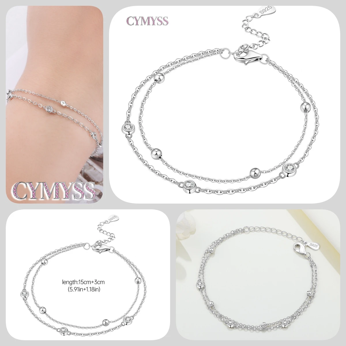 Zierliches Tennisarmband aus 925er Sterlingsilber mit Schmetterlingsanhänger und eingelegtem Zirkonia, edler Schmuck für Frauen, Hochzeits- und Geburtstagsgeschenk – Detail 26