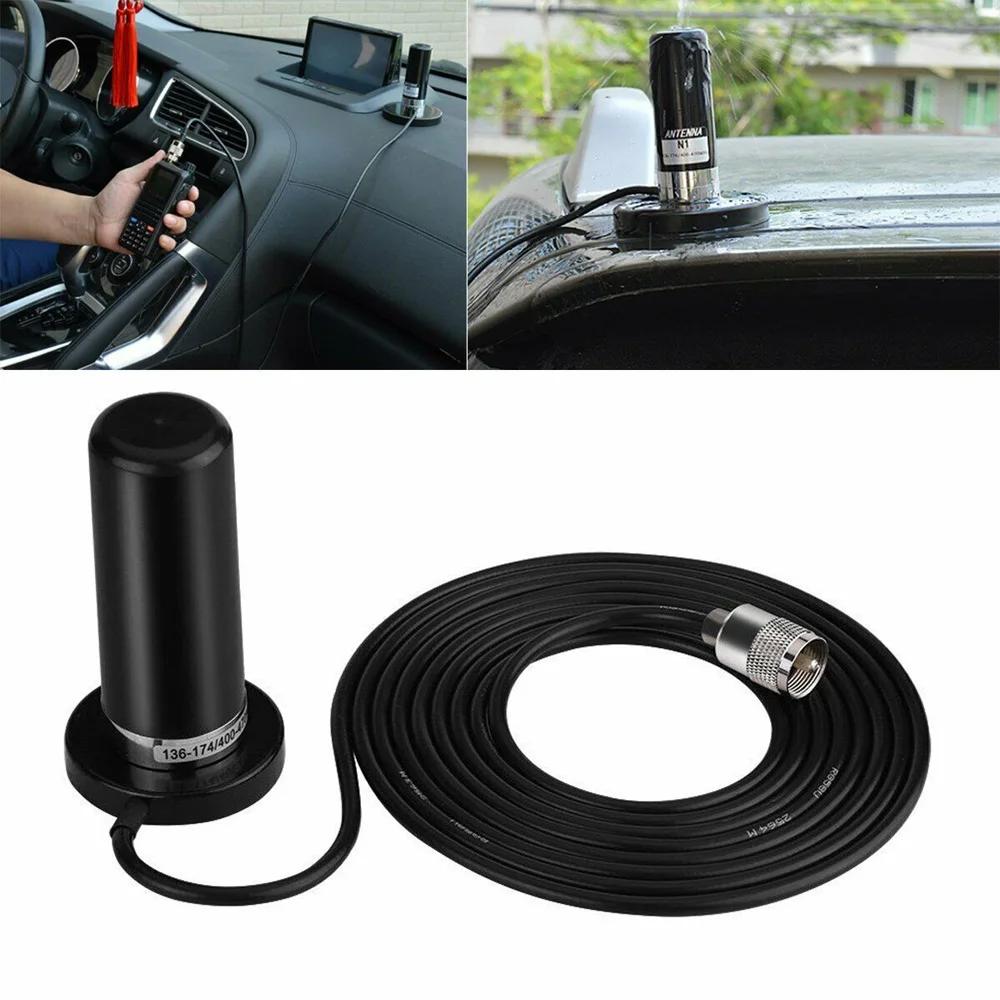 

Replacement Car Antenna Set UHF-PL259 UHF/VHF With Magnetic Mount Base 50W Black Dual Band Exterior New Useful