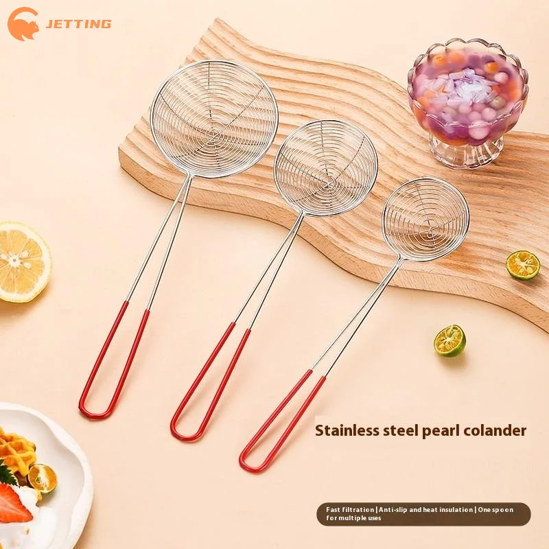 Colher de filtro de aço inoxidável, colher de pérola de tapioca, filtro de pérola, filtro de boba, suprimentos de chá de leite, utensílio de suspensão de cozinha, 1 peça