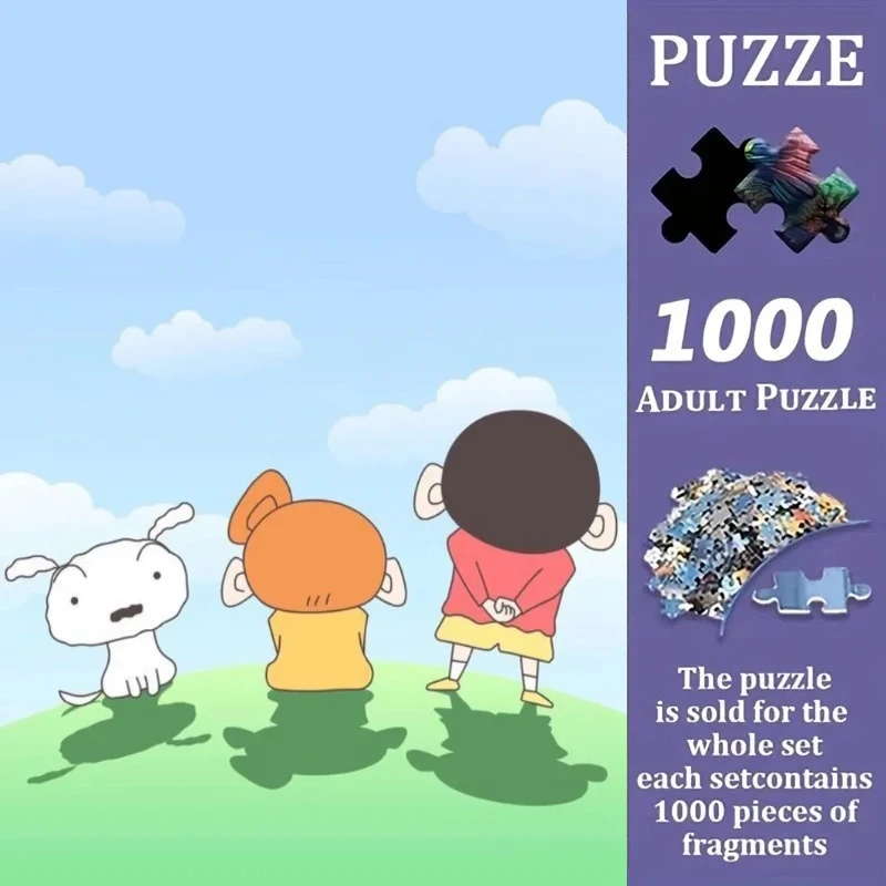500/1000pcs Adult Jigsaw Puzzles Crayons Shin Hobby Suitable for Adults & Families - Challenging Large Pieces, Portable