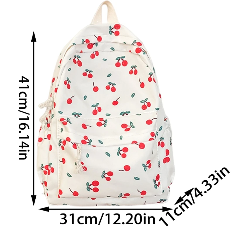 Mochila E74B con estilo japonés con estampado frutas, mochilas capacidad, mochila escolar para estudiantes para