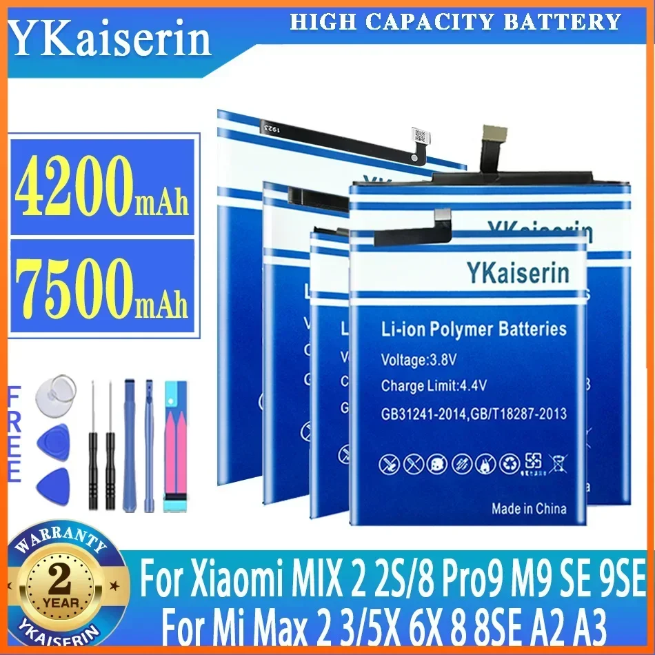 YKaiserin Battery For Xiaomi MIX 2 2S 9 M9 SE 9SE 8 Mi8 Pro For Redmi Note 5A/ 5A pro For Xiaomi Mi Max 3 2 5X 6X A2 A3 8 8SE