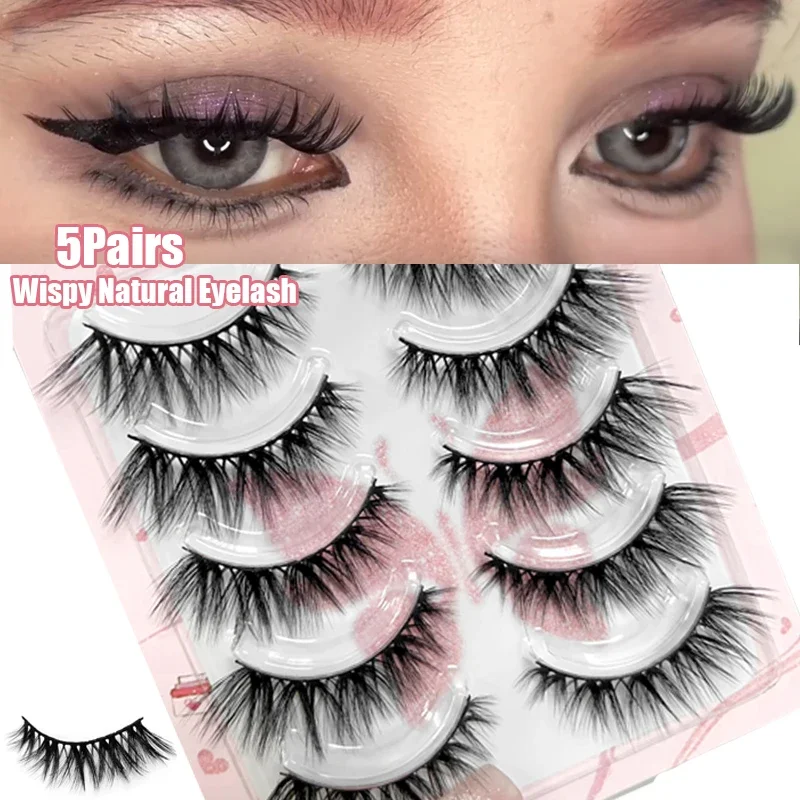 5 par Manga Lashes Faux Mink Puszyste rzęsy Miękka objętość Cross Wispy Natura Look Fałszywe rzęsy Makijaż Narzędzia do przedłużania rzęs