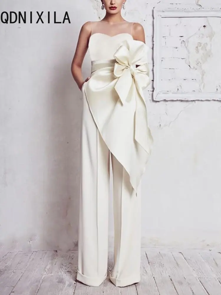 Spring Autumn New in 2020 korean fashion Women\'s Wrap Belt Lotus Slim Jumpsuit jump suits for women Women elegant long jumpsuits