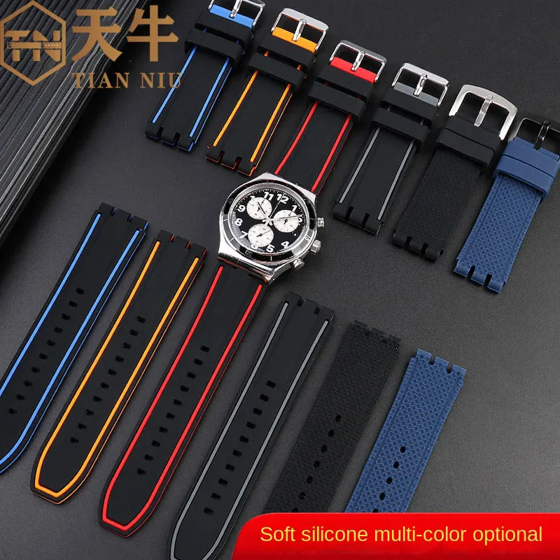 Men's Rubber Watchband for Swatch Watch Strap YVS400/451/454/420 YVS435 YVB404 Silicone Waterproof Sports Wrist Band 19/20/21mm