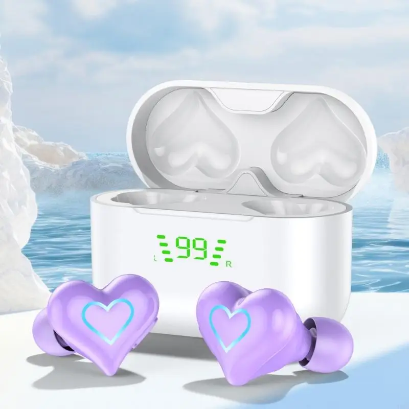 

Прекрасные светодиодные беспроводные наушники Bluetooth-совместимые наушники Дизайн Heartbuds с отображением батареи в реальном