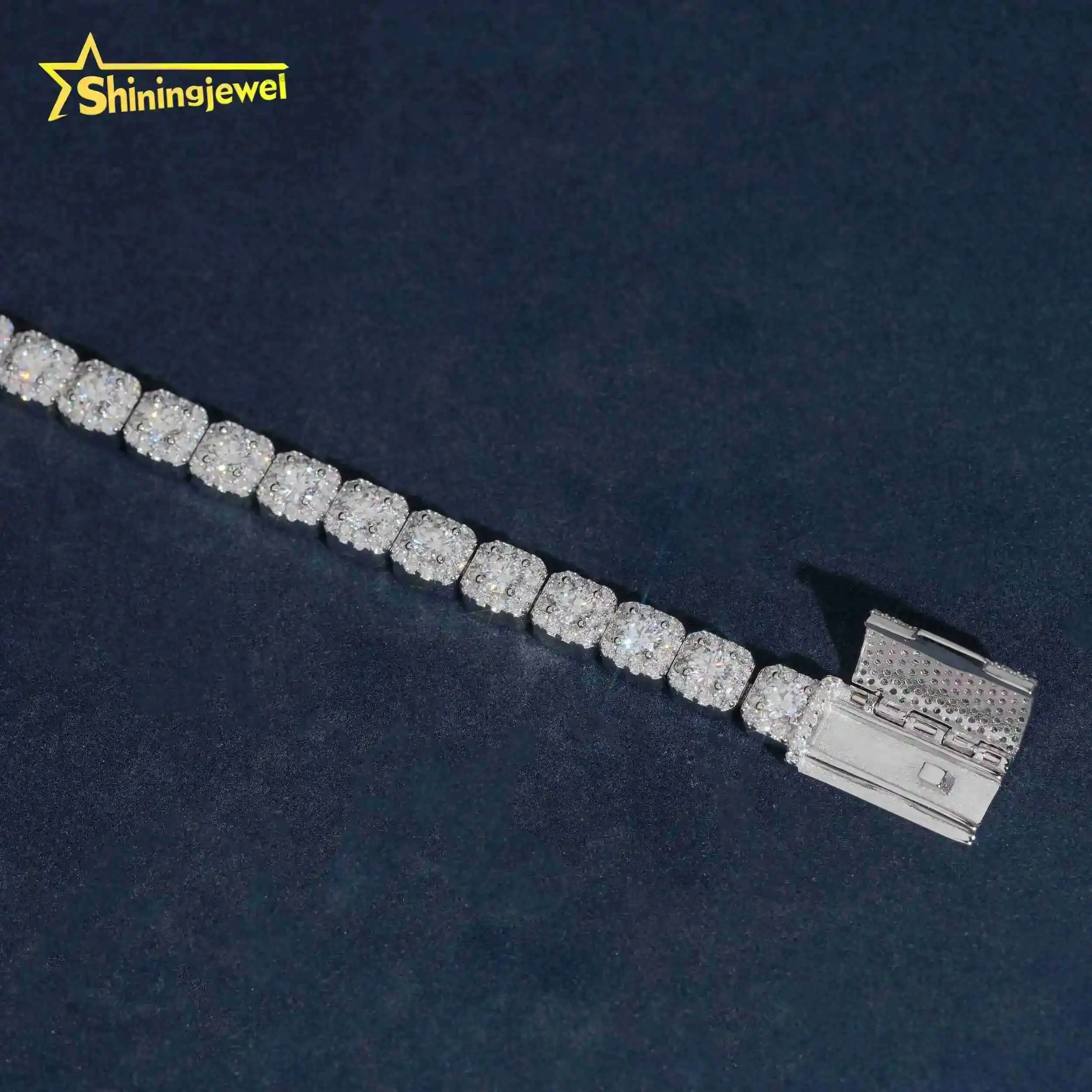 Fashion 6mm Cluster Tennis Bracelet Pass Diamond Tester Vvs Moissanite Hip Hop Cuban Chain 925 Silver Moissanite Cuban Link Chai