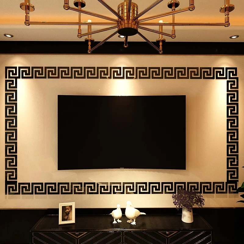 Gold Silver 100PCS Mirror Wall Sticker Building Border Acrylic Mirror Sticker Art DIY Decoration Mirror Wall Decals Home Decor