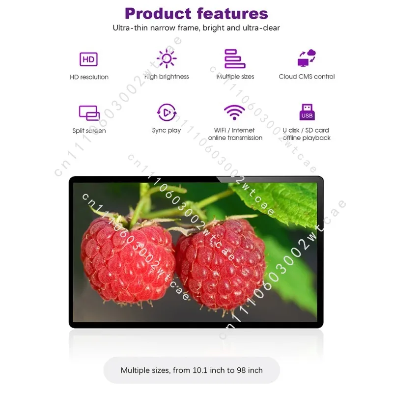 27 32 43 49 Inch  4K  Thin  Wall Mounted Advertising Lcd Touch Screen Digital Signage Display