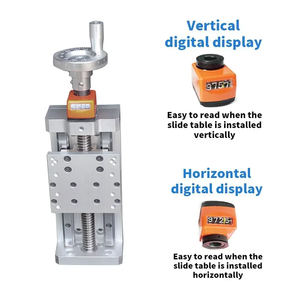 Manual Sliding Table 50-400mm Effective Stroke Linear Guide Stage Module With Digital Display Position Counter Handwheel CNC