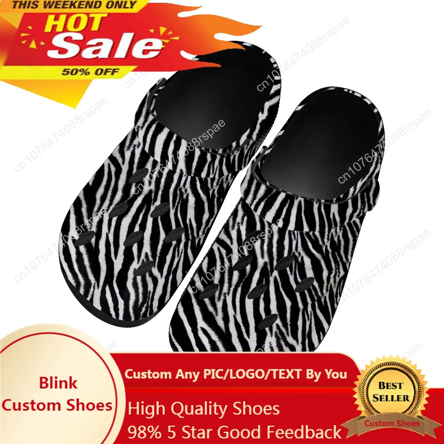 

Zebra Print 3D Fashion Pop Home Clogs Custom Water Shoes Mens Womens Teenager Tide Printed Shoe Breathable Beach Hole Slippers