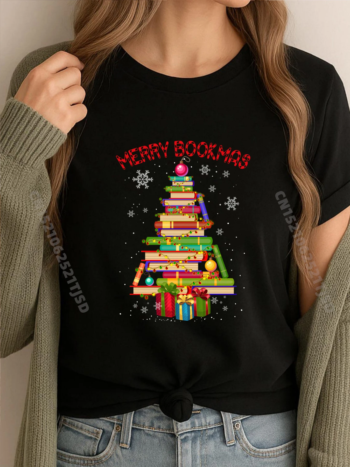 

Merry Bookmas Books Pine Tree Funny Reading Lover Christmas Pink Graphic Tees Original Mens T-Shirts