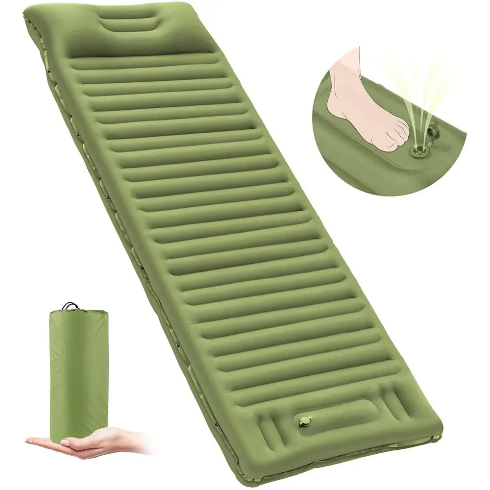 Ultralight Outdoor Inflatable Mattress Foldable Thicken Camping Sleeping Pad with Built-in Pump 10cm Thickness Folding Bed