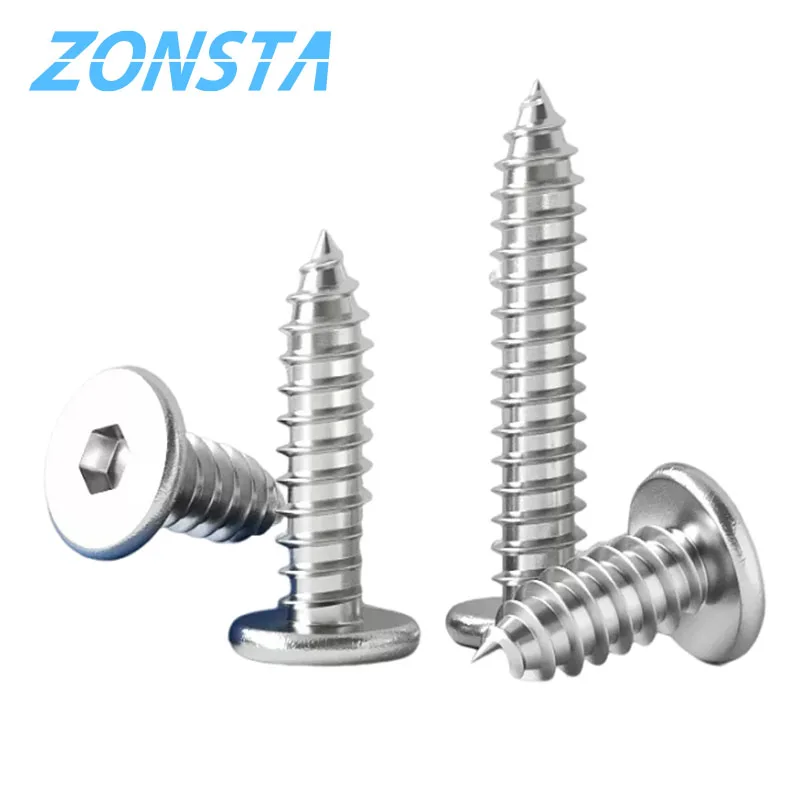 M2 M2.6 M3 M4 M5 M6 304 Stainless Steel Ultrathin Hex Hexagon Ultra Thin Low Flat Wafer Head Self Tapping Screw Wood Screws