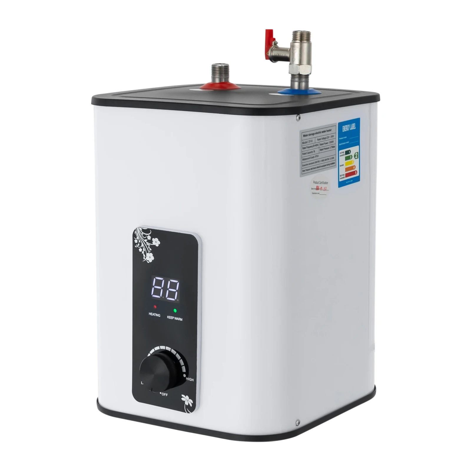 1500-W-Elektro-Mini-Warmwasserbereiter, sofort einsatzbereites Warmwassersystem mit 1,76-Gallonen-Tank für Küchen, Schränke, Wohnmobile, Bars – Detail 5