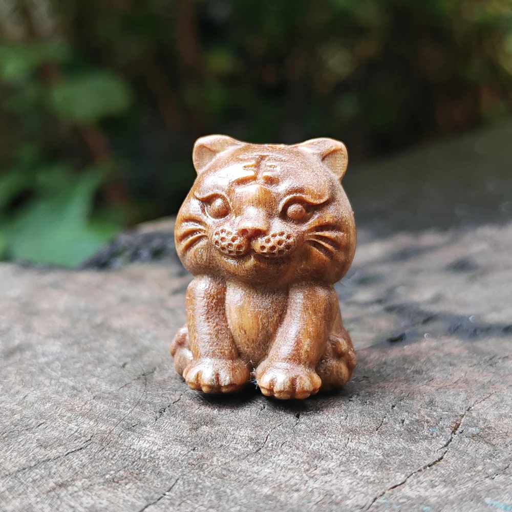 1.1 Inch Wooden Tiger Figurine, Ethnic Style, Simple Style, Suitable for Desktop Decorations, Birthday Gifts, Back-To-School Season Gifts, New Year Gifts, Centerpiece Decoration, Men's Gifts