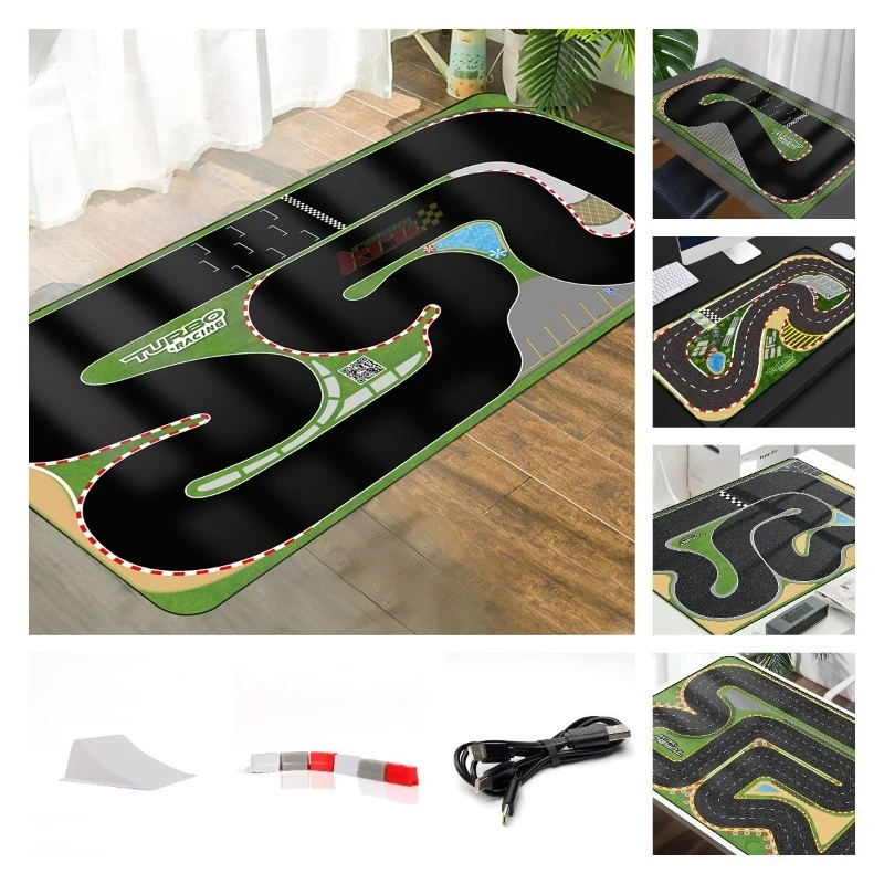 1/76 Mini RC Car Track Mat, Large Small Scene Racing Runway Pad, 1200X800MM Layout Mat for RC Hobby Model Games Desktop Racing