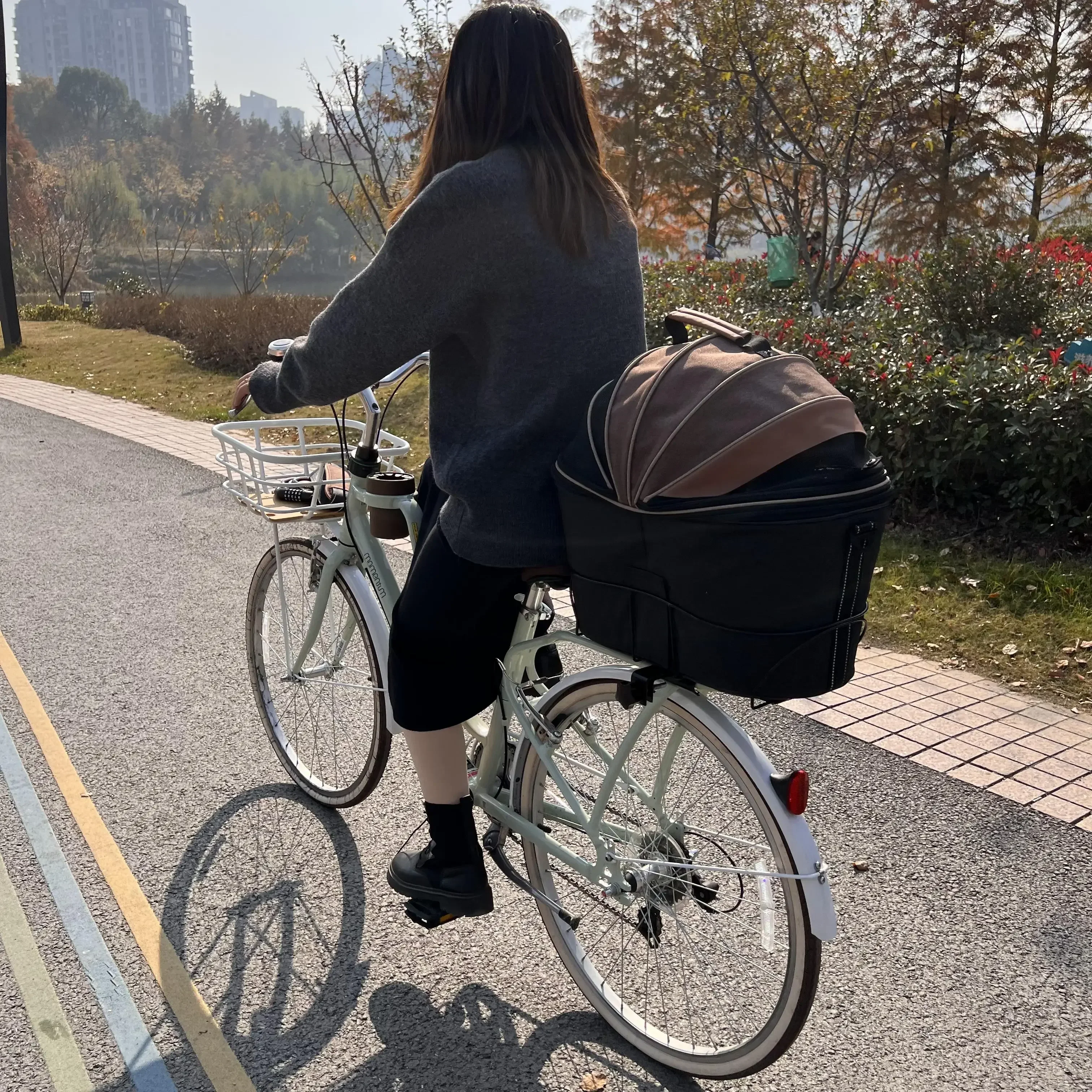 Dog Bike Basket,dog bicycle basket long for bike racks,Pet Pannier for Bicycle Rack Bike Riding Bag Basket Crate Cycling