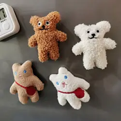 2 PCS 3D Fridge Sticker Bear Plush Toys Fridge Magnetic Sticker Kawaii Refrigerator Magnet Kitchen Decoration