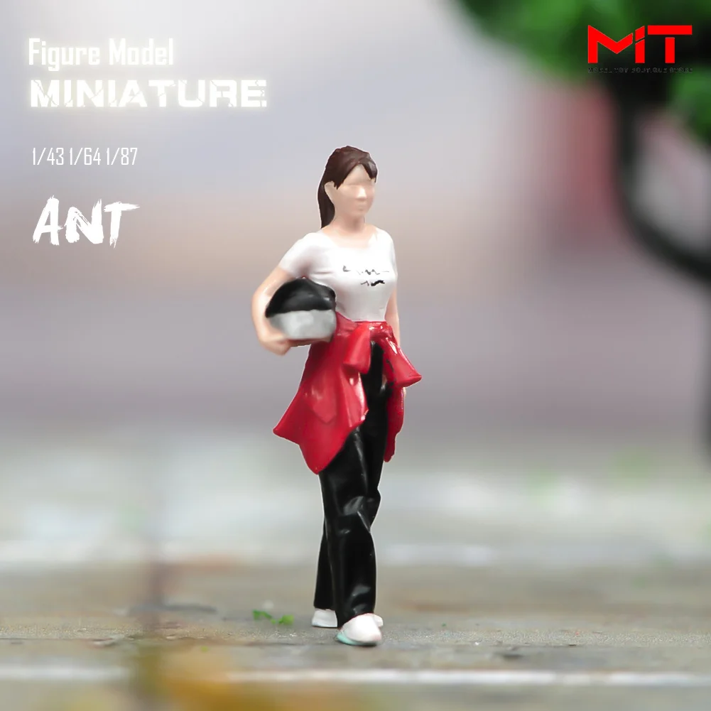 미니어처 수제 1/43 1/64, 1/87 체중계 페인트 소녀 오토바이 장면 소품, 피규어 모델 입상, 창의적인 사진