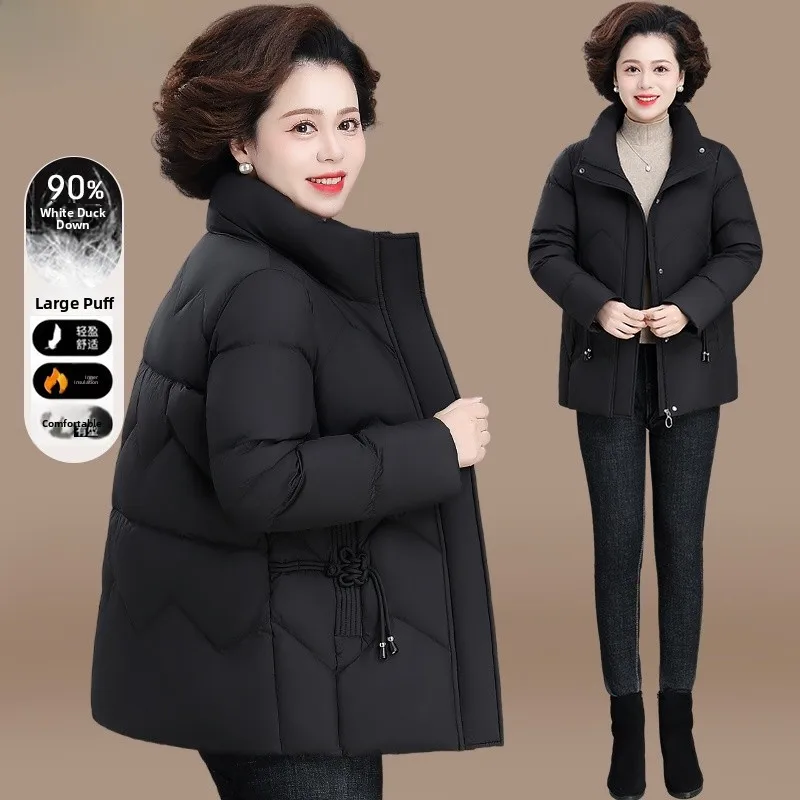 

Sli ort down Jaet for Middle-Aged Mothers Trendy Autumn Winter Outerwear Polyester Fiber Zipper Closure Color