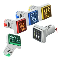 ABILKEEN Square Head LED Digital Display Signal Indicator Light Voltmeter+Ammeter+ Hz Meter Multifunctional Meter