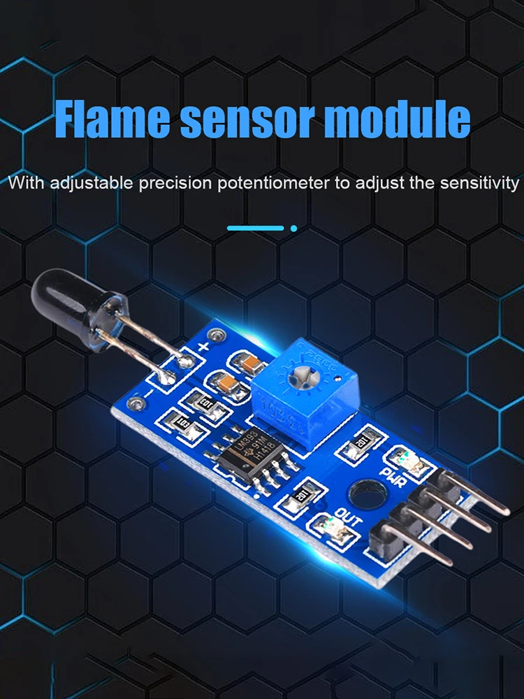 Módulo Sensor de detección de llama IR de 4 pines, Detector de incendios de 3,3 V-5V, módulo receptor infrarrojo, sensibilidad ajustable para Kit Arduino DIY