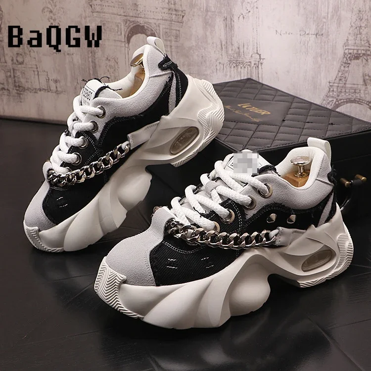 

Couple Sport Shoes for Women/Men's Casual Thick Bottom Chain Designe High Quality Running Shoes Waterproof Man Chunky Sneakers