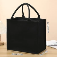Leisure thickened handheld canvas tote bag black three-dimensional men and women large-capacity simple shopping bag handbags 4