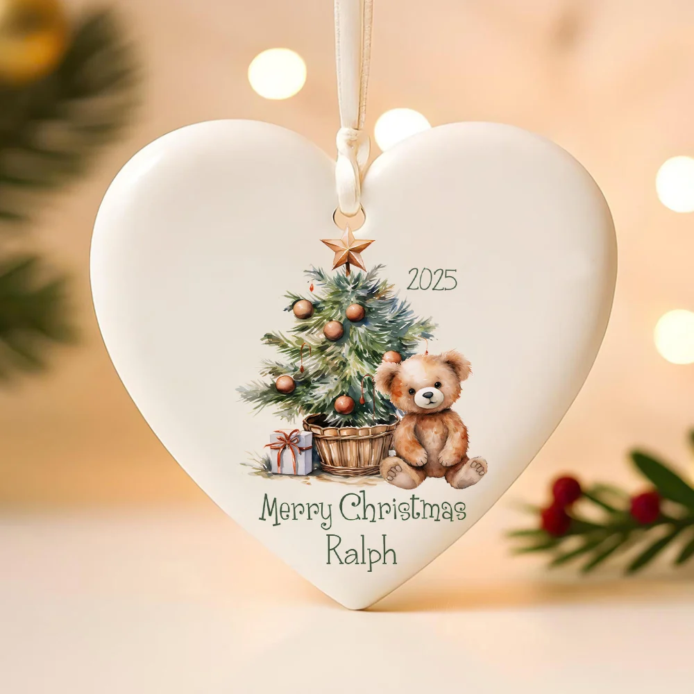 

Personalized 2025 Christmas Ornament Custom Name,Heart-Shaped Holiday Decor,Hanging Ornament for Thanksgiving & Christmas Gift