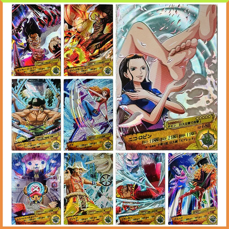 Anime ONE PIECE DIY ACG Luffy Zoro Sanji Nami Robin Chopper Usopp Franky Brook Collectible Cards Toys for boys Birthday Gift