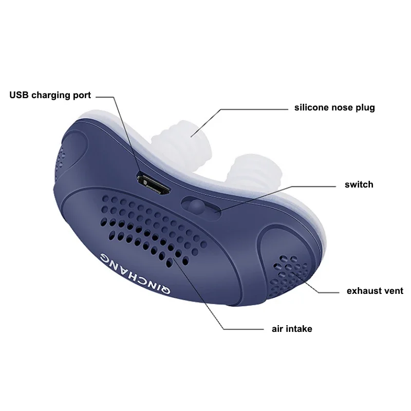 Dispositivo eléctrico antironquidos, tapón antironquidos, Clip para la nariz, ayuda para el sueño, cuidado, mejor ayuda para el aliento, ventilador para dormir