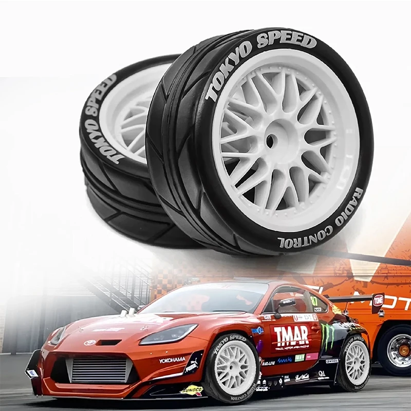 

High -Grip Rubber Tires for Tamiya TT01/TT01E/TT02/TT02B/TA06/XV01/XV02/PTG - 2 1/10 RC Racing Cars - 12mm Hex Hub Upgrade Parts