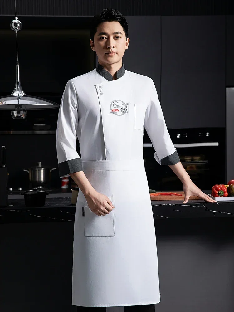 Abrigo de cocinero de panadería para hombre, monos de cocina, uniforme de restaurante, camisa, ropa de cocina transpirable, chaquetas de Chef de Pizza para mujer