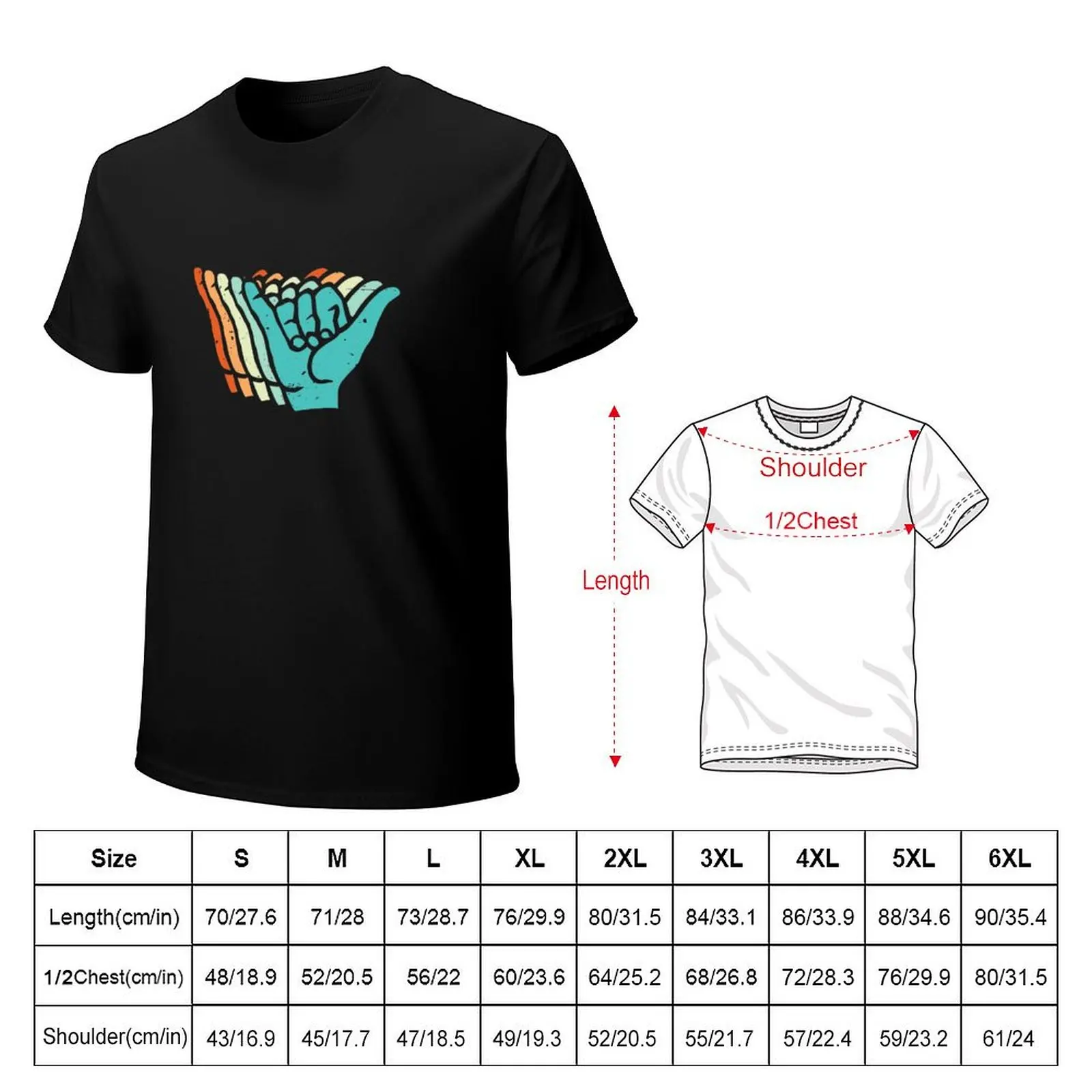 Vintage Shaka Brah Hands T-Shirt Large Size Short Sleeve T-Shirt