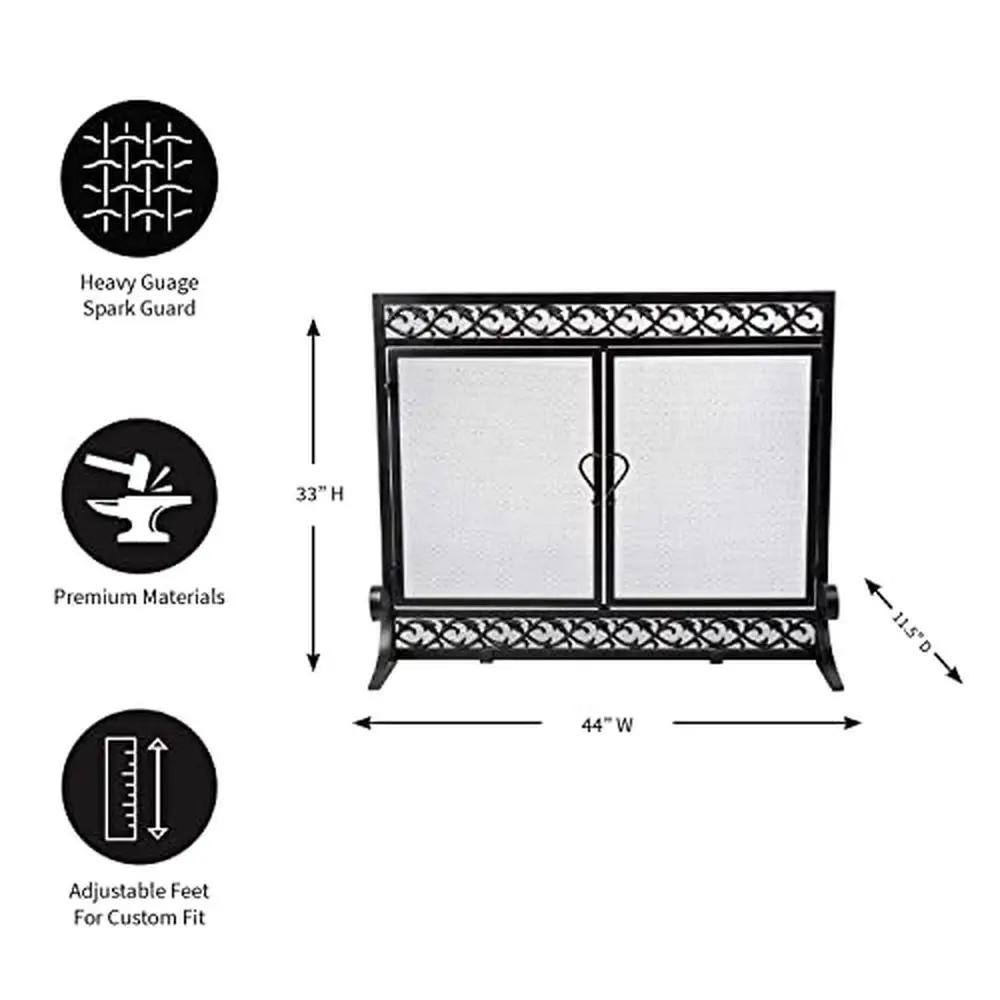 40-Year-Old Madison Scrollwork Fireplace Screen Double-Door Spark Guard Grate Cover Wood Stove Accessories 44" x 33" Quality