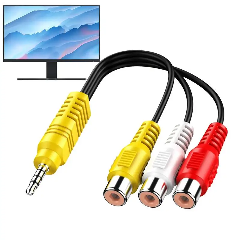 3.5mm to 3RCA Video Cable Component AV Adapter Cable for TCL TV Power Amplifier Set-top Box Accessories