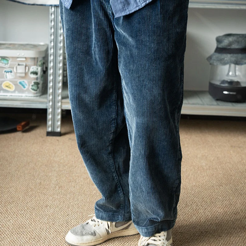 السراويل الرجالية اليابانية الرجعية عالية الجودة النيلي غسلها سروال قصير عارضة فضفاض المناسب للرجال والنساء #5