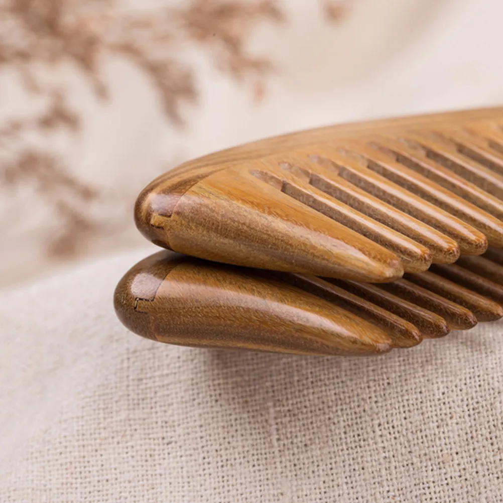 

Natural Sandalwood Wide Tooth Comb Wooden Hair Detangler with Smooth Teeth for Even Product Distribution Ideal Gift for Women
