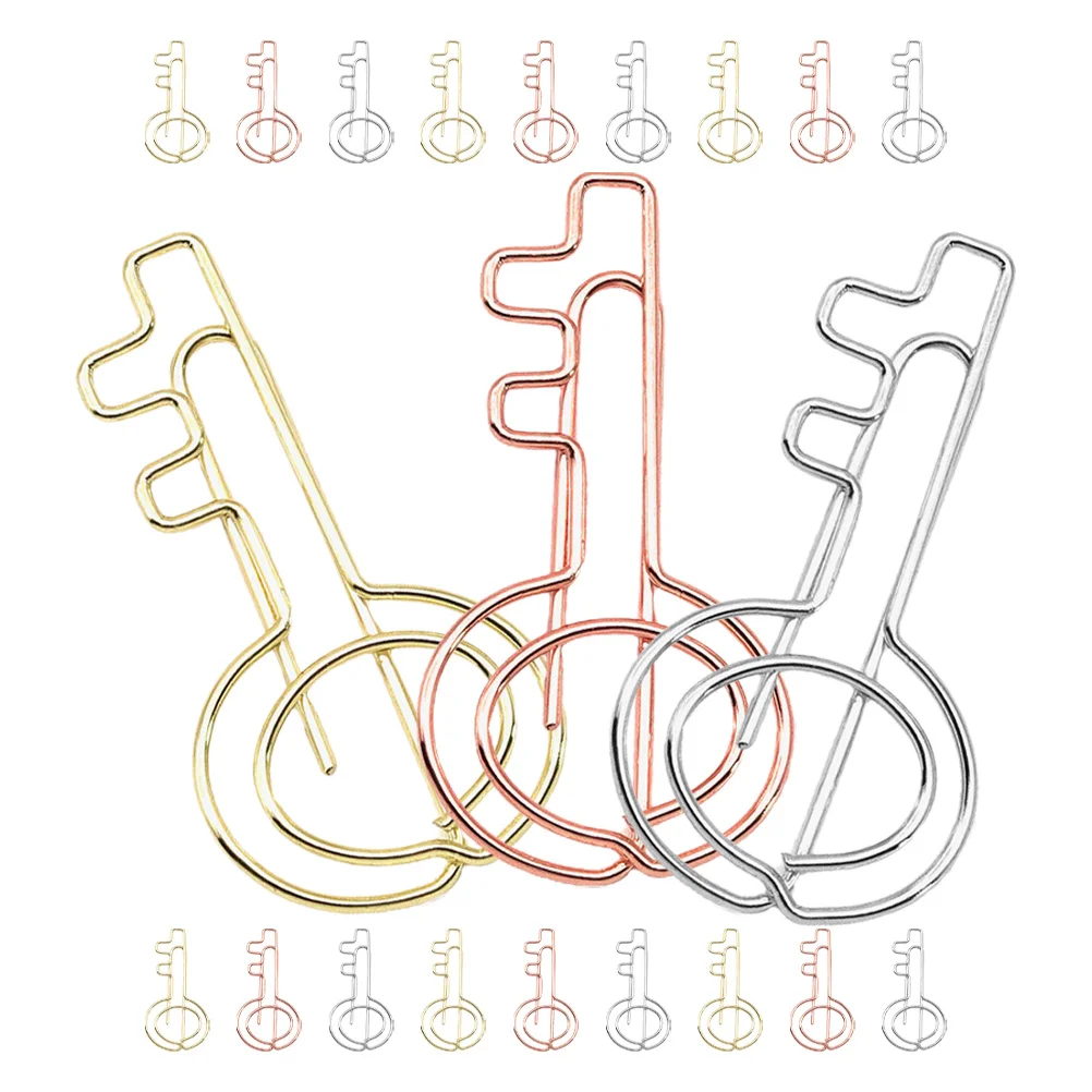 

30Pcs Paper Clips Key Shaped Decorative Bills Clamp for Documents Organization Cute Mini Office Supplies Student Desk