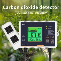 Carbon Dioxide Controller CO2 Controller Dual Channel NDIR CO2 Meter Day Night Carbon Dioxide Pressure Reducer For Greenhouse