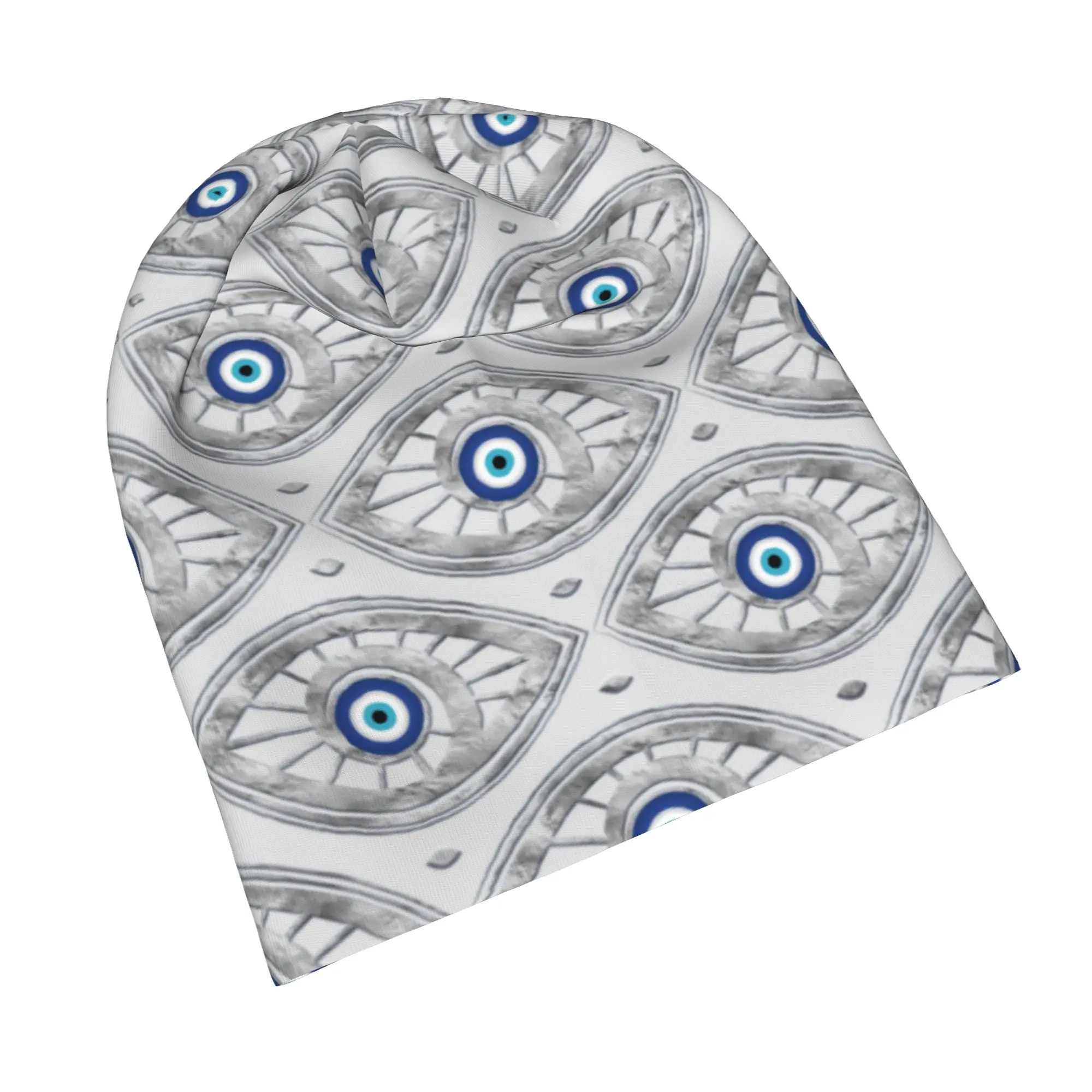 Greek Matiasma Evil Eye Bonnet Hat Vintage Street Greek Amulet Nazar Lucky Skullies Beanies Hats Warm Head Wrap Cap