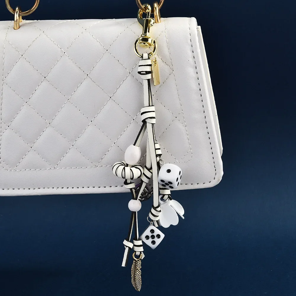 

Leather rope woven rope, leather flower snail sieve tie, women's climbing rope pendant key chain